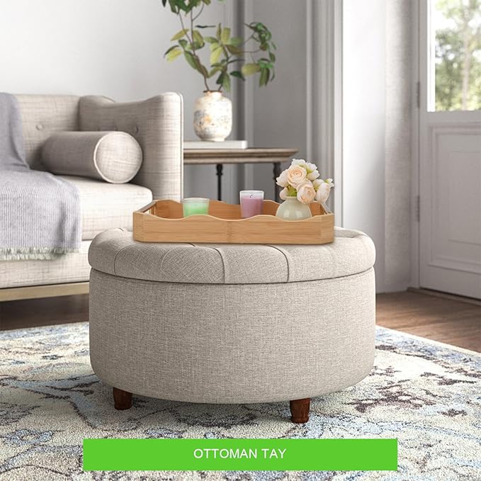 2 Pack Bamboo Trays with Handles - Decorative Stackable Ottoman & Serving Trays for Coffee Table, Breakfast in Bed, Couch Snacking, Home Decor (Varnished)