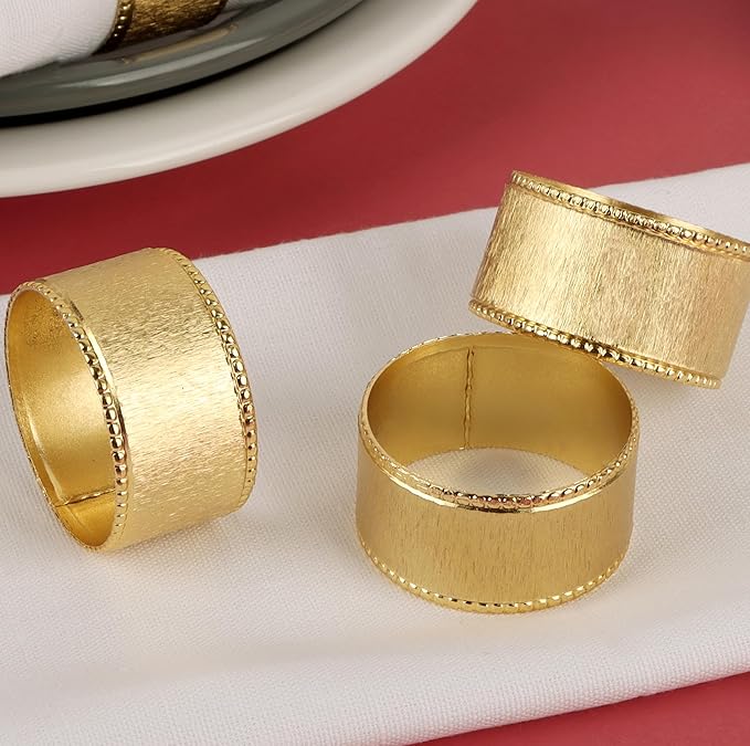 Napkin Holders for Cloth Napkins Round Serviette Rings Ribbed Napkin Ring Gold Napkin Rings Set of 12 Metal Napkin Rings Dinner Thanksgiving Wedding Christmas Party Kitchen Table Decoration