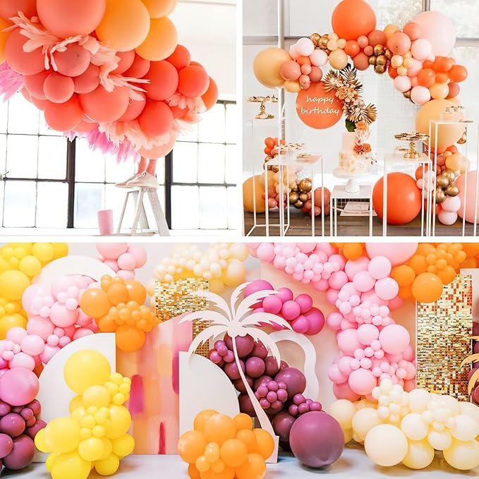 PartyWoo Yellow Balloon Garland, 100 pcs Orange Yellow Balloons Different Sizes Pack of 36 Inch 18 Inch 12 Inch 10 Inch 5 Inch for Balloon Garland Arch as Party Decorations, Birthday Decorations