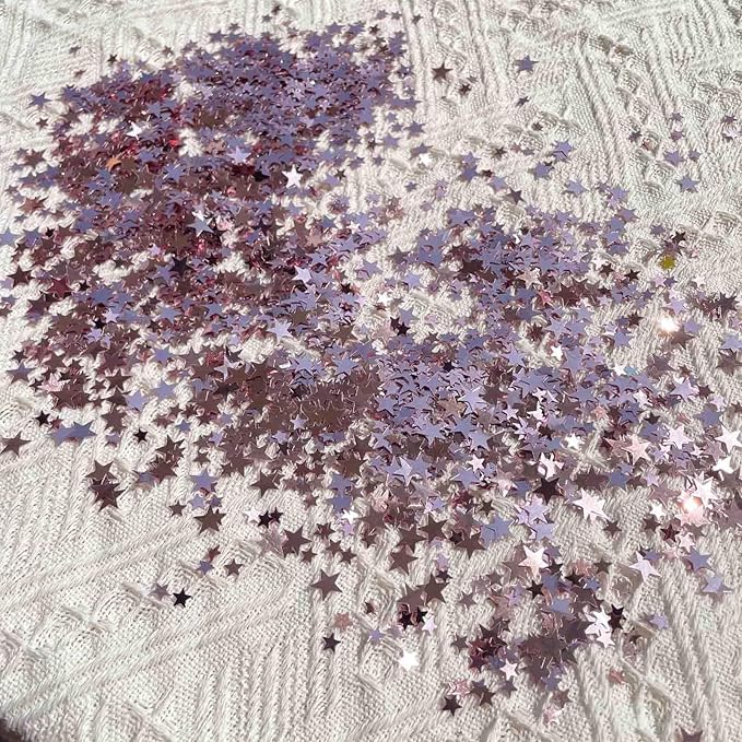 60g Star Confetti Glitter Star Table Confetti, Metallic Foil Stars Glitter, Table Decorations for Party Wedding birthday graduation Decorations(Rose Gold Set, 10mm and 6mm)