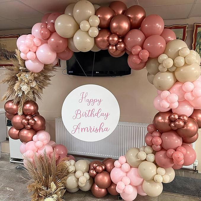 Dusty Pink Balloons, 113Pcs 18/12/10/5 In Vintage Retro Blush Pink Helium Latex Balloon Garland Kit, Different Size Matte Dusty Rose Party Balloons for Boho Birthday Baby Shower Wedding Decorations
