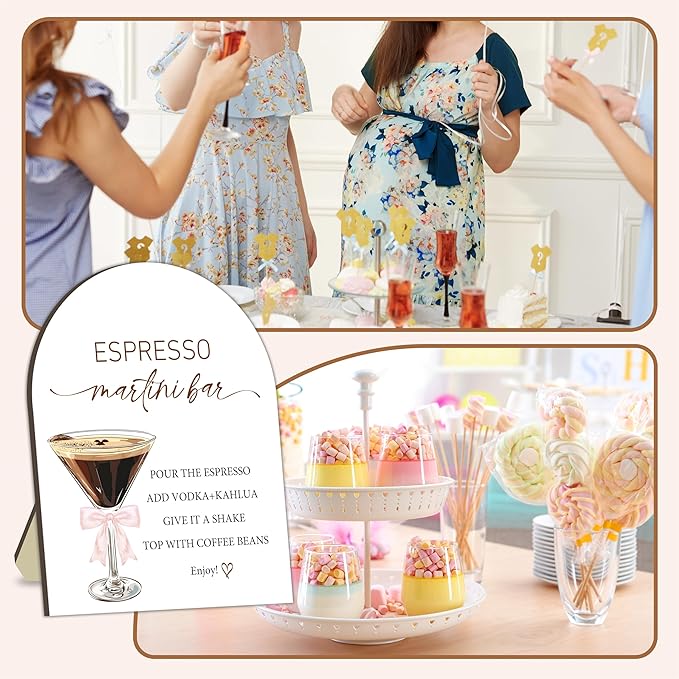 Espresso Bar Wooden Table Sign, Martini Bar Sign for Baby Shower, Bride Shower Table Signs, Coffee Station Welcome Board, Coffee Board for Gender Reveal Party, Bridal Party Drink Decoration 8x10 In