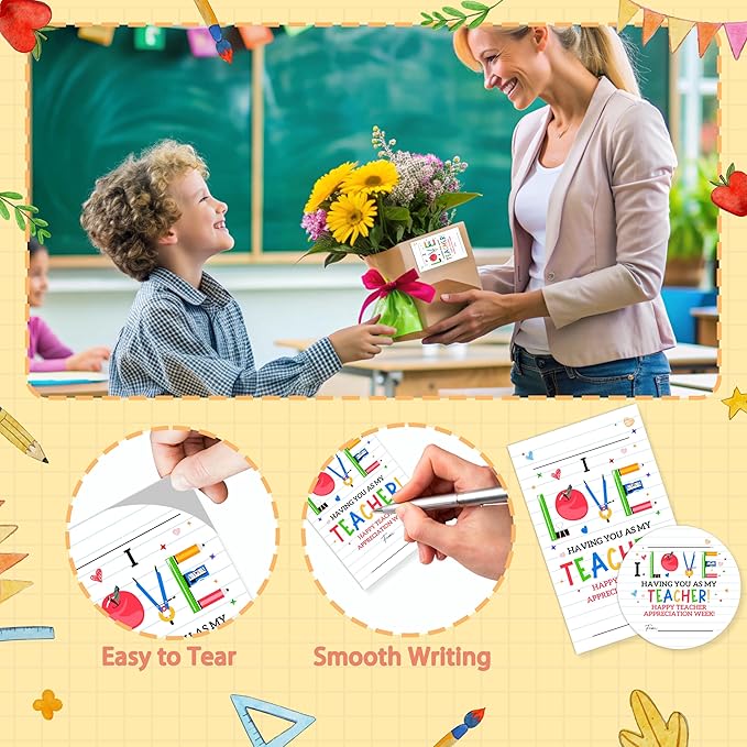 Teacher Appreciation Gift Tags, 40 Pcs Thank You Tags, Colorful Stickers for Presents Wrapping Envelope Seals Lables Boxes Cards Party Favor Decorations A04
