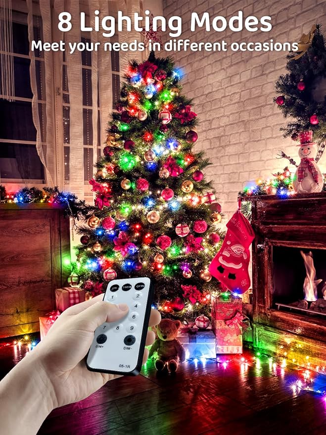 213FT Christmas Lights Multicolor, 600 LED String Lights Outdoor with Remote Control, 8 Modes Fairy Light Plug in Outside Waterproof for Patio Bedroom Holiday Party Christmas Tree Wedding Garden