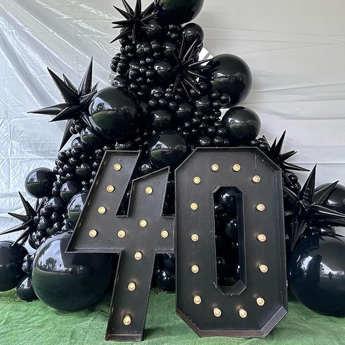 Black Balloon Garland Kit, Black Balloons Different Sizes 113 Pack 18/12/10/5'' Matte Black Latex Balloons Black Helium Party Balloon Arch for Birthday New Year Party (QQ-113)