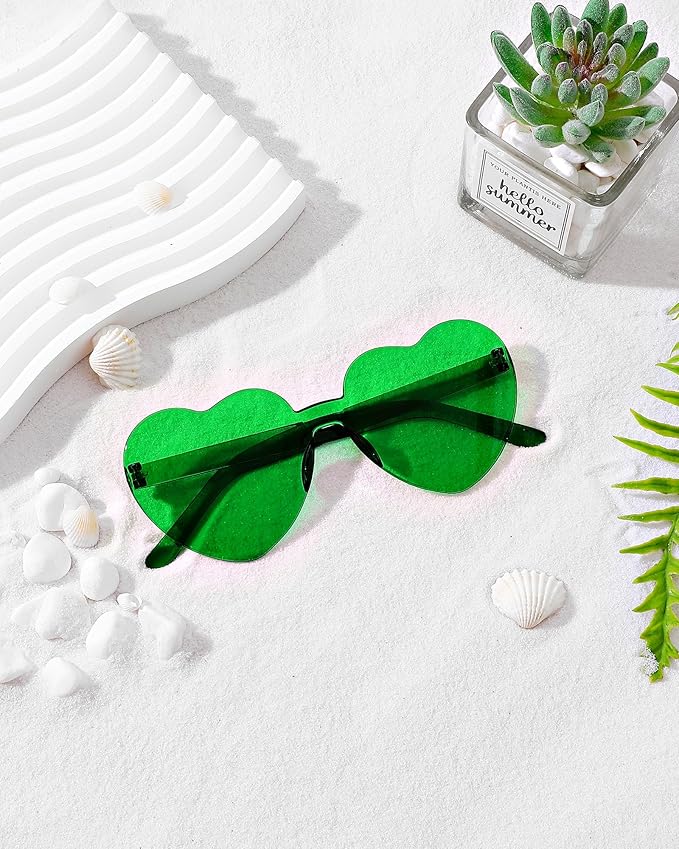 40 Pairs Heart Shaped Sunglasses Bulk, Colorful Rimless Fun Heart Sunglasses for Women Party Favors