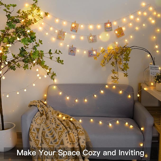 suddus Globe String Lights Battery Operated, 100 Led Battery Powered Fairy Lights, String Lights for Bedroom, Christmas Tree, Patio, Window, Party, Outside, Thanksgiving Decor, Warm White