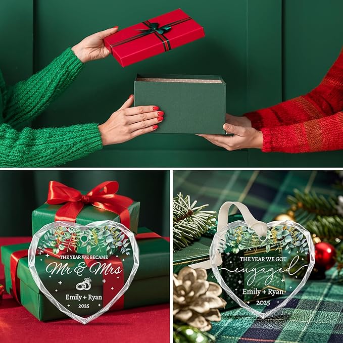 Engagement Gifts for Couples - Personalized Engagement Ornament Gifts for Newly Engaged Couples, Women, Fiance, Her - Bride to Be Gift, First Christmas Just Engaged Acrylic Ornament 2025