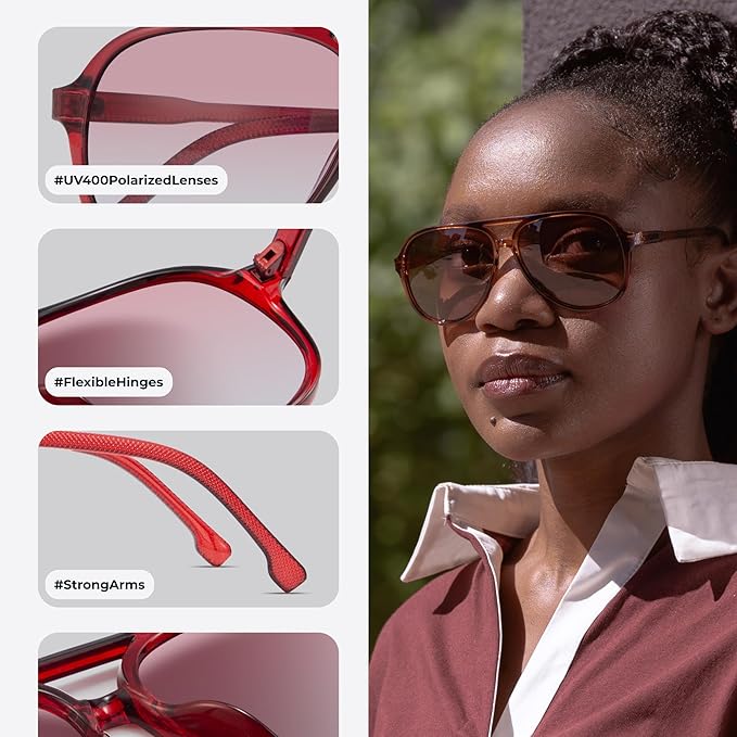 livho Trendy Polarized Aviator Sunglasses Women Men, Retro Sun Glasses for Women Men 2025, Oversized UV Protection Shades