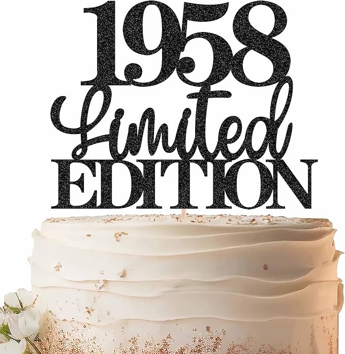 Limited EDITION 1958 Cake Topper - Black Glitter Happy 67th Birthday Party Cake Decoration Supplies, Cheer to 67 Years Cake Bunting Decor for 67th Birthday Party Photo Booth Props
