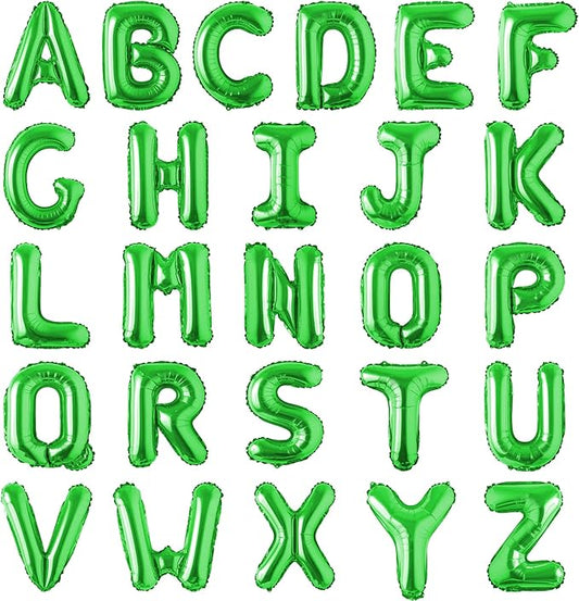 Letter Balloons 16 Inch Mylar Foil Alphabet Letter A-Z Balloons Set for Wedding Birthday Party Decoration Banner Custom Phrase 26 Pieces (Green)…