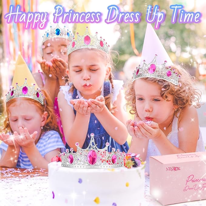 Party Favors Princess Crowns for Little Girls, 16Pcs Princess Dress Up Tiaras for Kids Jewelry Cosplay Accessories, Princess Toys Headband