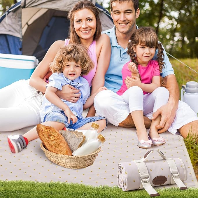 Picnic Blanket Large Waterproof，Gingham Picnic Mat for Beach 79”x 57”，Outdoor Picnic Mat Beach Blanket，sandproof Foldable Beach Blanket for Camping, Park, Beach, Grass, Indoors，Lawn，Hiking, Travel