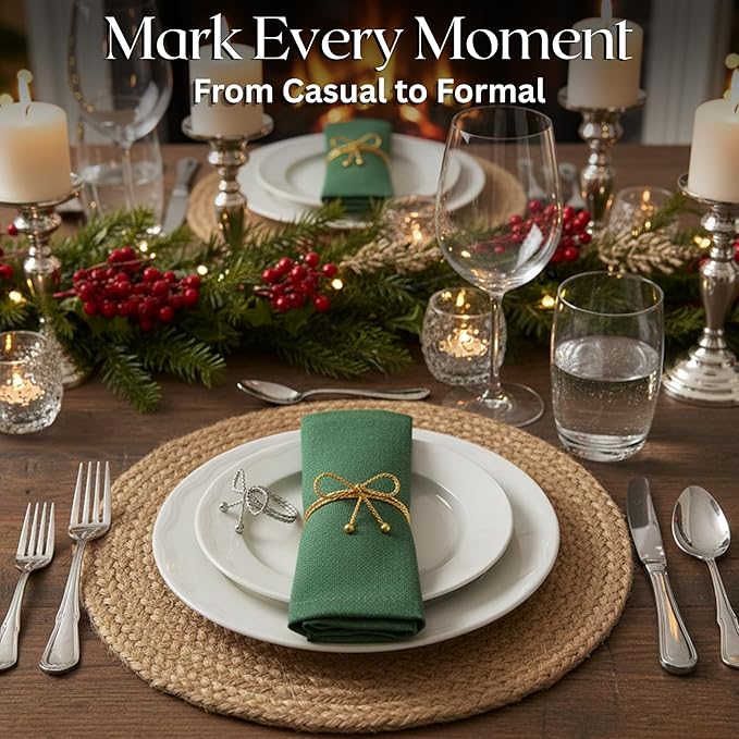 Heavy Duty Metal Napkin Ring Set of 12 - Elegant Napkin Ring with Sturdy Design - Handmade Napkin Holders for Wedding, Dinner, Parties, Dining Room, Family Gathering (Gold & Silver) - CLEENTABLE