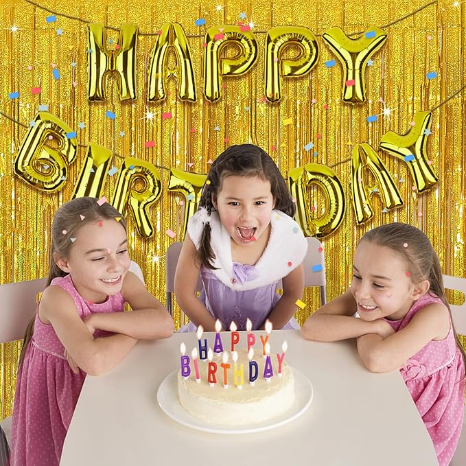 Tinsel Curtain Party Backdrop Gold Birthday Party Decorations 10 Packs Glitter Foil Fringe Curtain Party Decor Streamers Photo Booth for Birthday Christmas Wedding Halloween Graduation Decorations