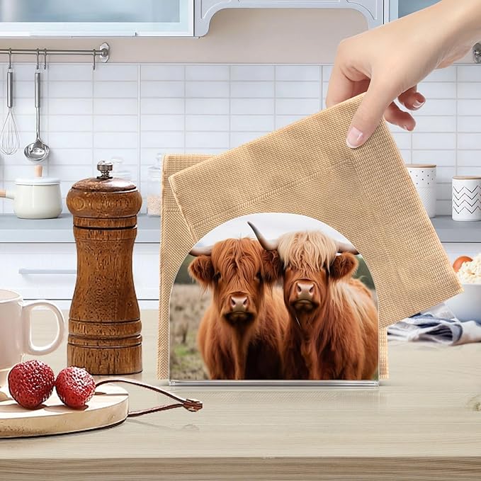 Napkin Holder, Highland Cows Napkin Holder for Table Standing Napkin Holders for Table, Kitchen & Dining Room Decor