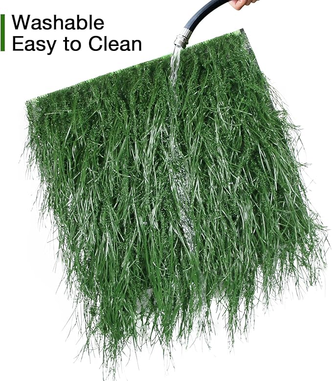 XLX TURF Green Square Fake Grass Placemats for Party Table Centerpiece Golf Theme Spring Summer Decor, Miniature Garden Artificial Thatch for Crafts -11"x11", 6 Pack