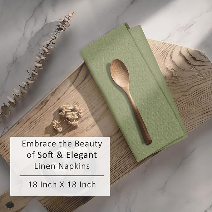Ruvanti Linen Napkins Set of 12, 18x18 Cloth Napkins, Cotton Linen Blend Napkins Cloth Washable, Soft, Reusable Dinner Napkins for Wedding, Parties, Christmas, Thanksgiving, Everyday Use-MartiniOlive