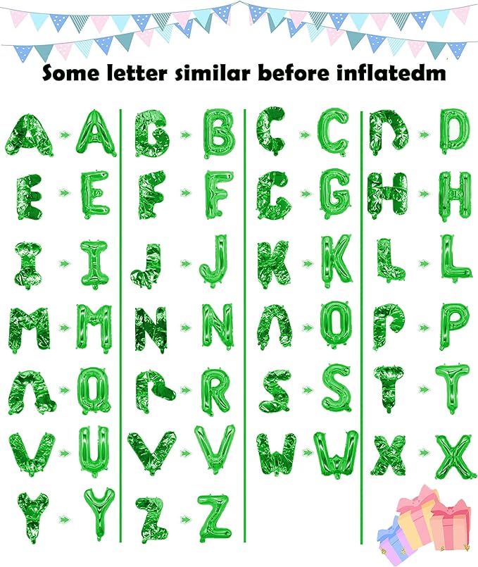 Letter Balloons 16 Inch Mylar Foil Alphabet Letter A-Z Balloons Set for Wedding Birthday Party Decoration Banner Custom Phrase 26 Pieces (Green)…