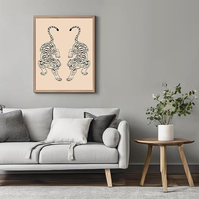 Posterizer 1 pcs - Tiger Minimalist Japanese Wall Art - Art for Animal Lovers - Retro Art - Gift for Men Women Entrepreneur Teens - Chic Home Decor - 16x20 unframed wall art