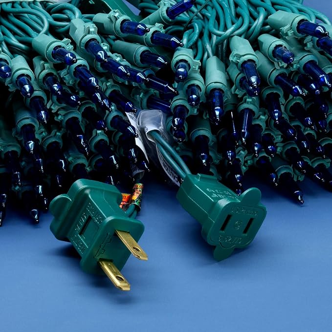 200 Count Blue Christmas Lights, Pack of 2 Strands 100 Count 33 ft Green Wire UL Listed Holiday String Light (Blue)