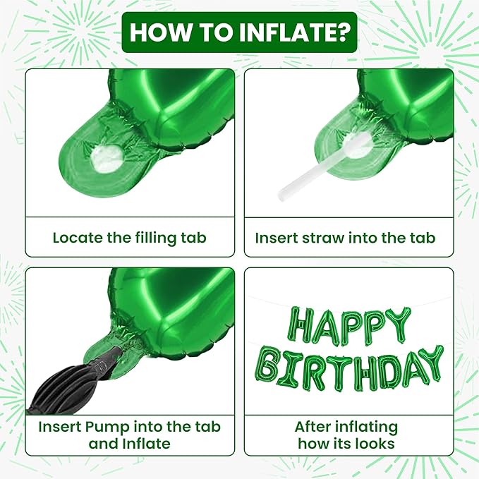 KatchOn, Green Happy Birthday Balloon Banner - 16 Inch | Mylar Foil Balloon For Birthday Decorations | Green Happy Birthday Banner For Birthday Decorations | Bday Decoration For Boys and Girls