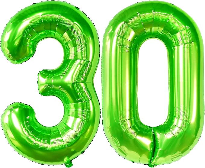 KatchOn, Light Green 30 Number Balloon - 40 Inch | Mylar Green 30 Balloon Number, 30th Birthday Decorations | Number 30 Balloons for Birthdays | 30 Number Balloon, 30th Anniversary Party Supplies