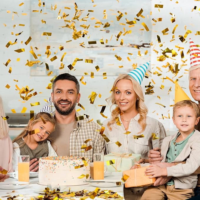 Sumind 200 Grams Gold Silver Large Metallic Confetti Rose Glitter Throwable Table Scatter Foil Confetti for Christmas Birthday Party Baby Shower Graduation Wedding Celebrations(Gold)