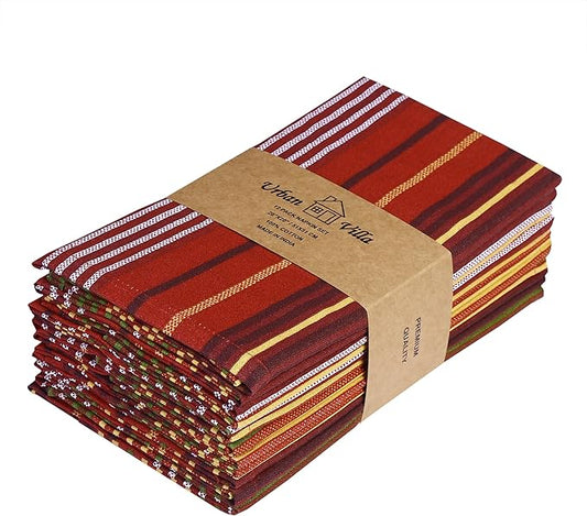 Urban Villa Cloth Napkins Harvest Prints Dinner Napkins Set of 12 20X20 100% Cotton Absorbent Washable Durable Reusable Cloth Napkins Ideal for Farmhouse Party Thanksgiving Harvest Fall Dinner Napkins
