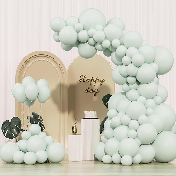 Pastel Green Balloons 145pcs Different Sizes 18 12 10 5 Inches Mint Green Latex Balloon Garland Arch for Birthday Baby Shower Wedding Anniversary Graduation Party Decorations