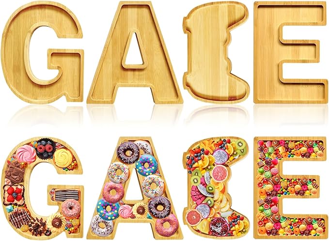 GAME Charcuterie Boards Letters Gaming Wooden Serving Platters for Snack Fruit Meat Fillable Cheese Board Gifts for Teenager Boys Birthday Party Supplies Rustic Tabletop Container Dishes Serving Trays