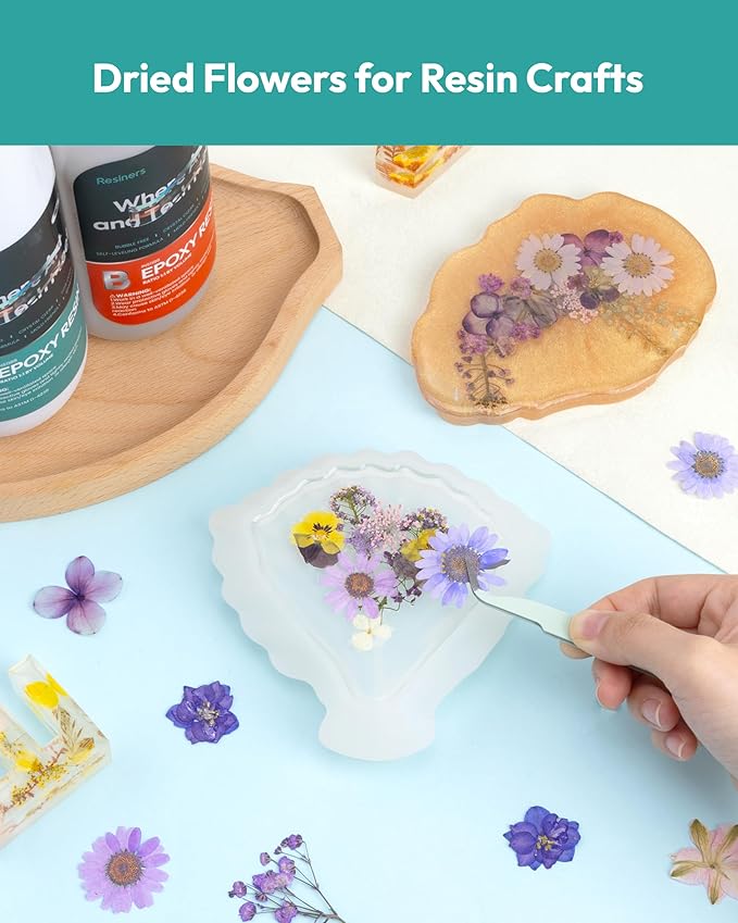 Dried Flowers, Resiners Pressed Flowers for Craft Real Natural Dried Flowers Kit for Scrapbook Supplies DIY Making Crafts Jewelry Resin Soap Candle Card Making (Violet 100pcs)
