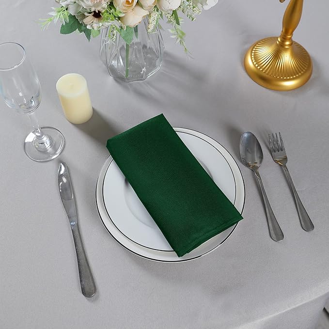 Cloth Napkins 20x20 inch Washable Polyester Dinner Napkins Soft Table Napkins for Wedding Party Dining Banquet(Hunter,12PCS)