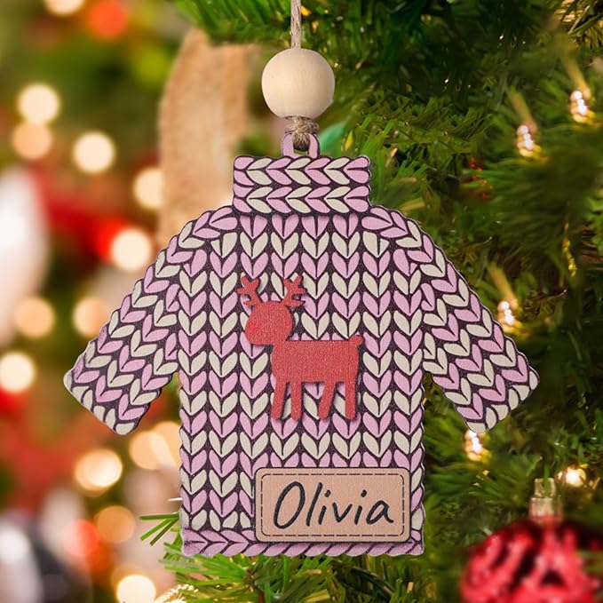 Personalized Name Ornaments for Christmas Tree, 2025 Wooden Custom Family Christmas Ornaments,4" Xmas Tree Decoration for Kids Baby Boy Girl