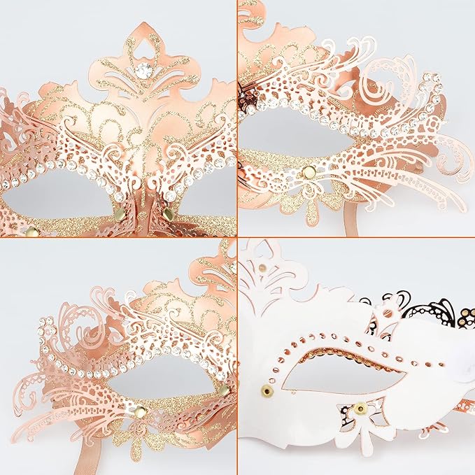 Hoshin Masquerade Mask for Couple, Mardi Gras Deecorations Venetian Masks with Stick for Womens