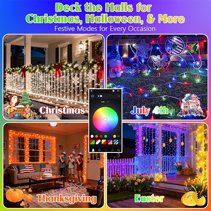 88FT 240LED Smart Color Changing Christmas String Lights Outdoor | App Control RGB LED String Lights with Remote & Timer, Waterproof Twinkle Christmas Tree Lights Indoor for Holiday Xmas Decor