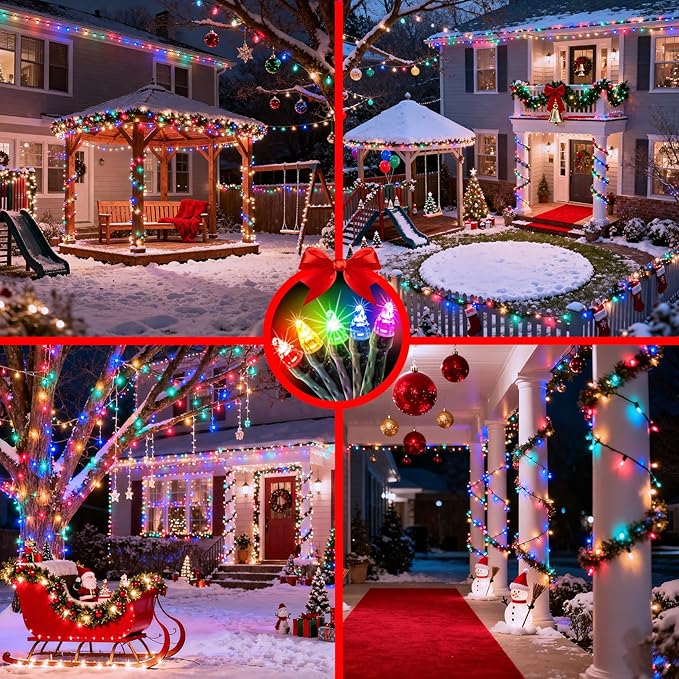 750 LED 240FT Christmas String Lights Outdoor, 12 Pro Modes and Timer Memory & Brightness, Plug in Waterproof Dark Green Wire Twinkle Light for for Xmas Yard Tree Wedding Party Decor (Multicolor)