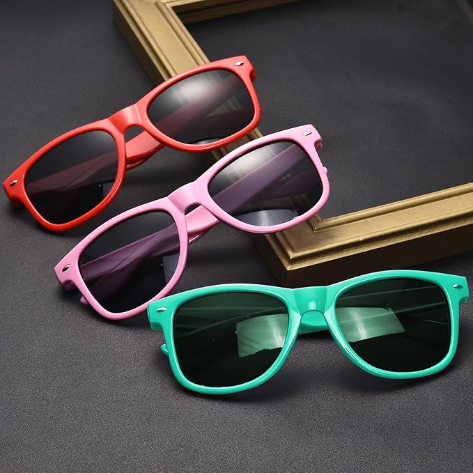 12 Pack Neon Colors Sunglasses Classic Retro Party Favors Sunglasses for Unisex Adult