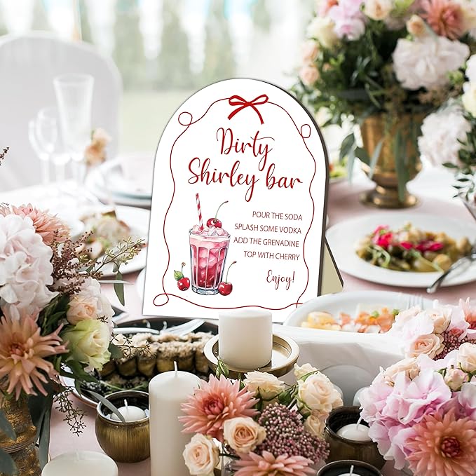 Red Bow Baby Shower Bar Signs, Baby Shower Welcome Wooden Sign, Bow Table Decor for Babies Party Reception, Entrance Greeting Stand Sign, Babies Parties Decorations Supply for Favor Setup 8x10 Inch