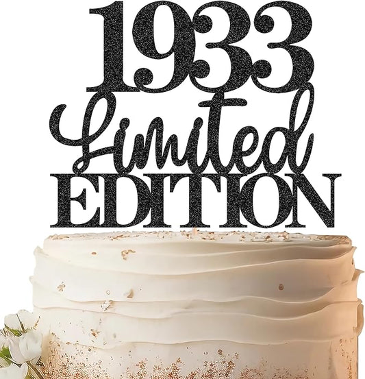 Limited EDITION 1933 Cake Topper - Black Glitter Happy 92nd Birthday Party Cake Decoration Supplies, Cheer to 92 Years Cake Bunting Decor for 92nd Birthday Party Photo Booth Props