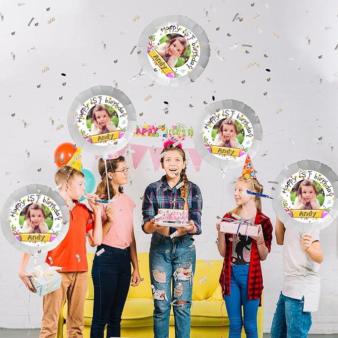 Custom Balloons Photo Text Party Personalized Picture Balloons with logo Names Balloons First Birthday, Birthday Party, 16 years old Party, Christmas Party Balloon With Stand and Pump