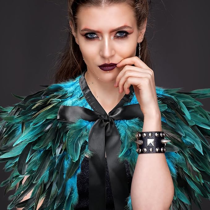 Gothic Natural Feather Shrug Feather Shawl Wrap Cape Victorian Collar for Halloween Cosplay Party Costume Accessories