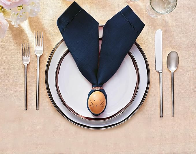 Ruvanti Premium Linen Napkins Set of 6-20x20 Inch, Classic Hemstitch, Mitered Corner Cloth Napkins ‎‎- Soft, Elegant Dinner Napkins Cloth Washable for Weddings, Parties, Everyday Use - Navy