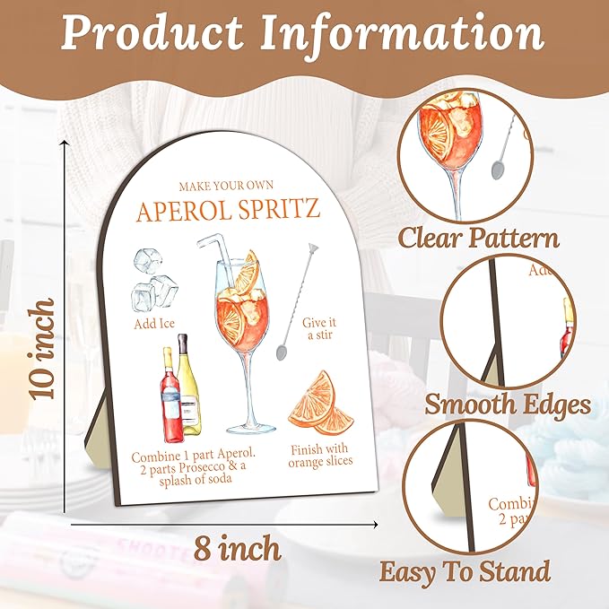 Aperol Spritz Bar Sign, Cocktail Bar Sign for Bachelorette Party, Bridal Shower Table Signs, Homemade Cocktail Station Welcome Board, Homemade Cocktails Drink Board Sign for Bridal Shower Decoration