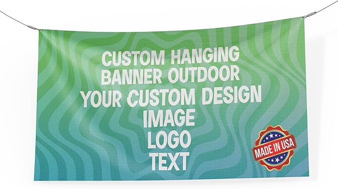 Custom Large Banner by BCB Print | Personalized Polyester Wall Hanging Banner for Outdoor Use | Add Your Image, Text, or Logo for Business, Birthdays, Graduations & Events | Made in USA | HD Print