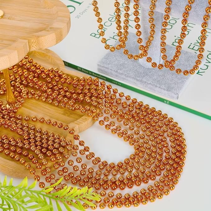 72PCS Mardi Gras Beads, Orange Halloween Beaded Necklace Party Favors, 33" Mardi Gras Bead Necklaces Women Men, Festival Parade Throw Accessories for Mardi Gras Halloween Events Celebrations