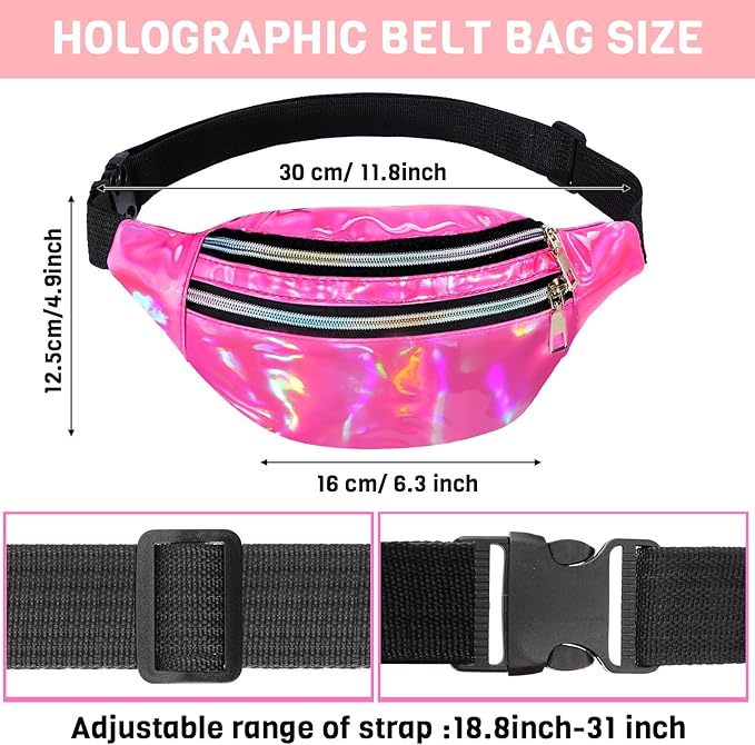 Handepo 19 Pcs 80s Costume Accessories Holographic Fanny Pack Leg Warmers Lace Headband Earrings Gloves Necklace Bracelet