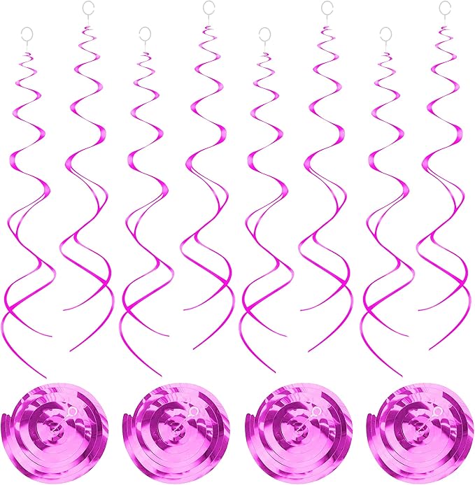 Hanging Swirls Party Decorations Hot Pink Ceiling Swirl Foil Decoration Parties & Event, Pack of 30