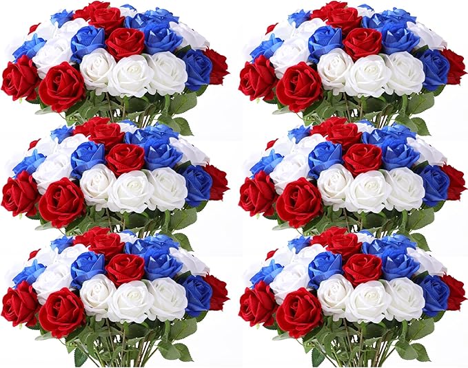 52 PCS Mixed Artificial Roses Bulk, Fake Artificial Flowers Bridal Bouquet Silk Faux Rose with Stems for Wedding Flowers Decoration, Valentine's Day, Bridal Bouquet, Anniversary, Home Decor (52PCS)