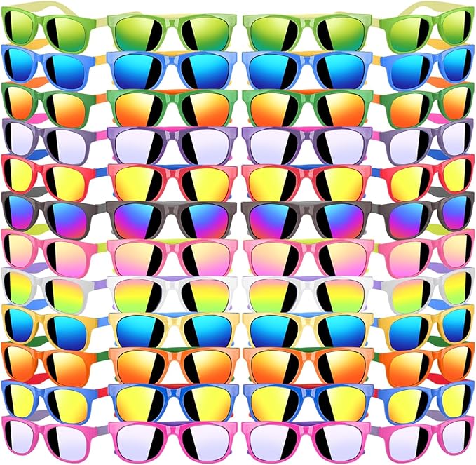 48 Pack Kid Sunglasses Bulk for Luau Party Favors, 16 Colors Neon Sunglasses with UV400 Protection, Gift for Classroom, School Prizes Goody Bag Stuffer, Kid Birthday, Beach, Summer Pool Party Supplies